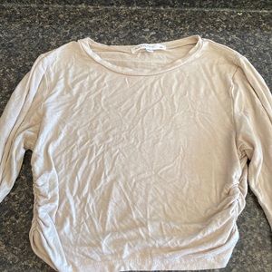 Tan long sleeve tight crop top